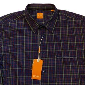 BOSS Men's Blue Plaid Shirt